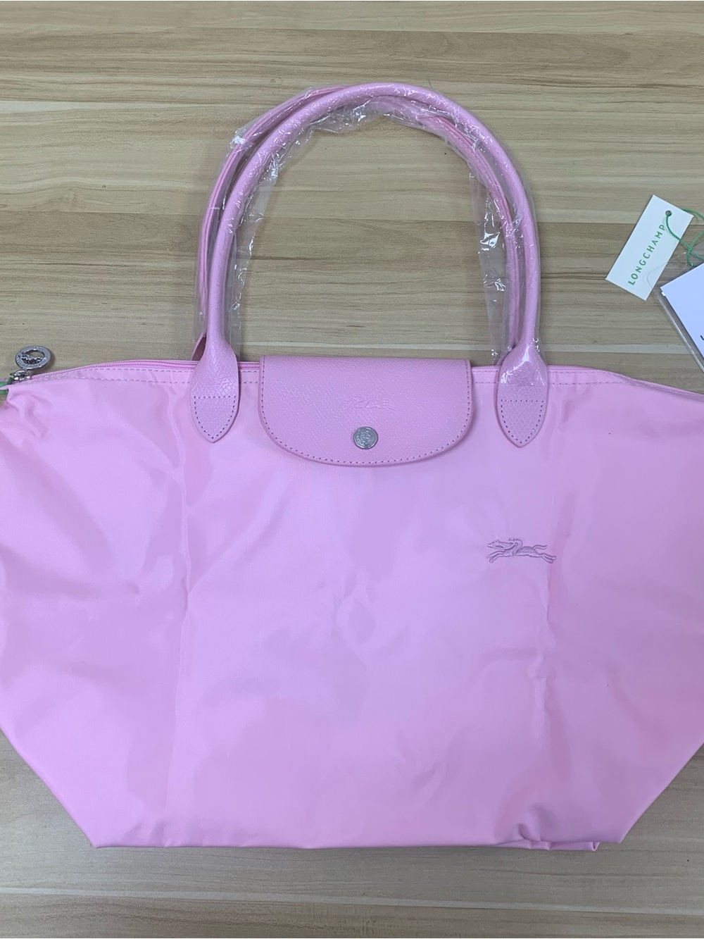 Longchamp Pink Nylon Tote with Leather Trim